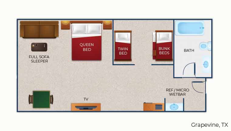 The floor plan for the KidCabin Suite(balcony/patio)